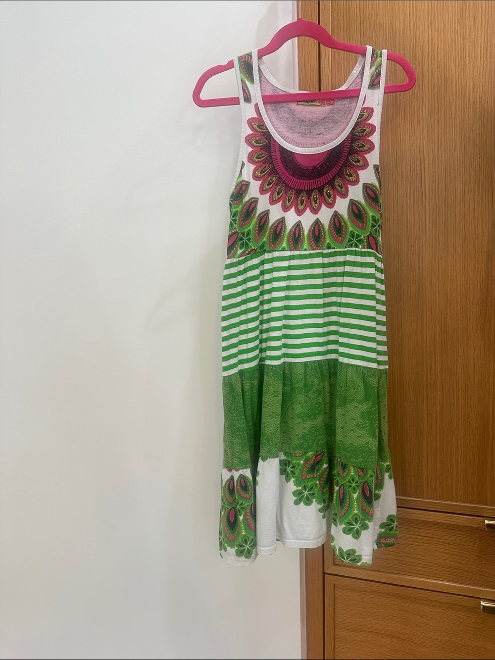 Desigual Girl's Green Patterned Sleeveless Dress